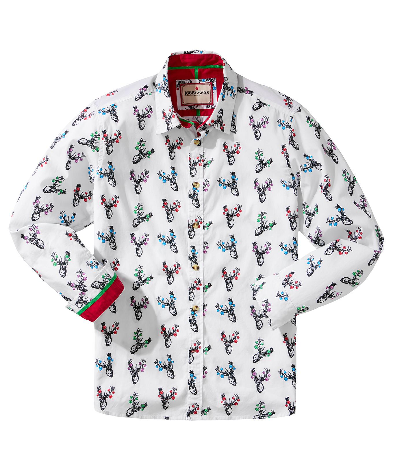 Joe Browns Hemd Hirsch und Christbaumkugel Motiv  