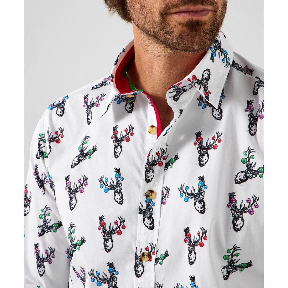 Joe Browns Hemd mit Hirsch- und Christbaumkugel-Motiv  