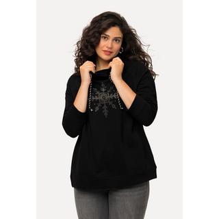 Ulla Popken  Sweat-shirt à col montant et manches longues, poches, flocon de neige 