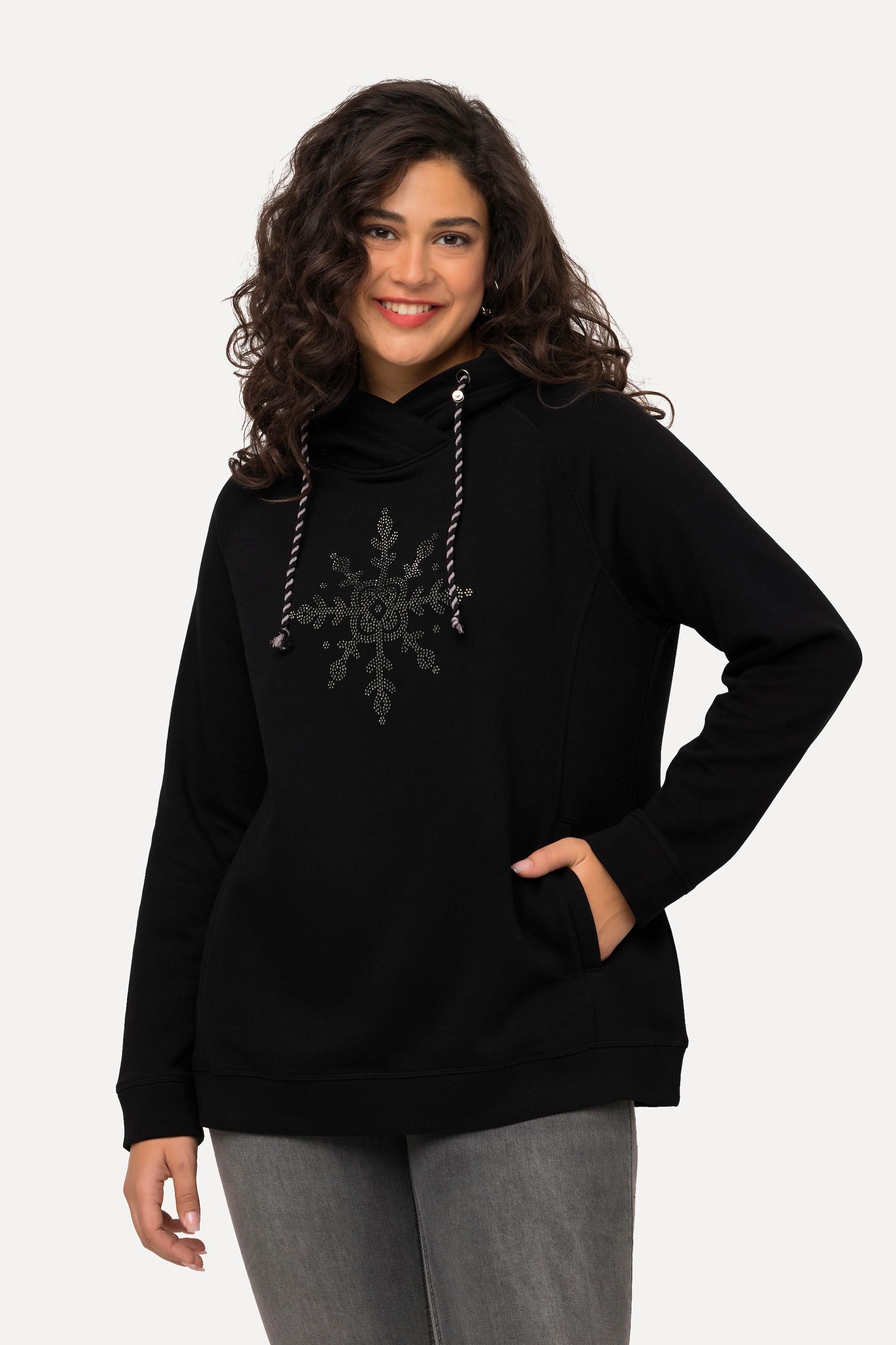 Ulla Popken  Sweat-shirt à col montant et manches longues, poches, flocon de neige 