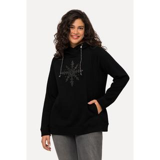 Ulla Popken  Sweat-shirt à col montant et manches longues, poches, flocon de neige 