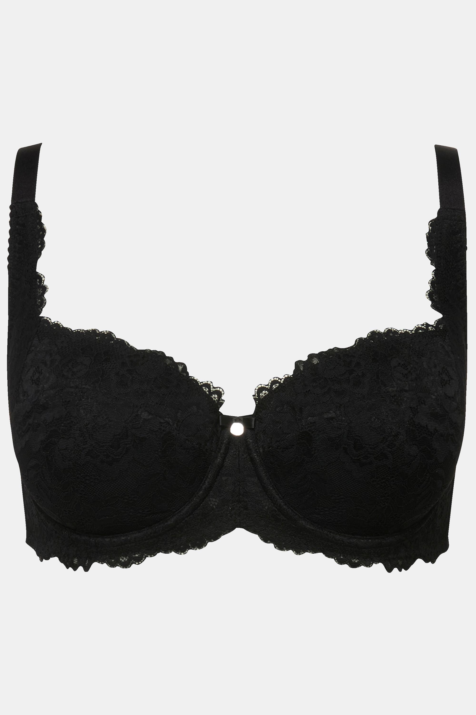 Ulla Popken  Reggiseno a balconcino con coppe morbide, pizzo, ferretto e coppa B-D 