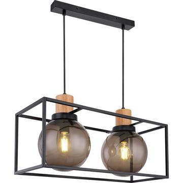 Lampe à suspension Hilko métal noir mat 2xE27 LED