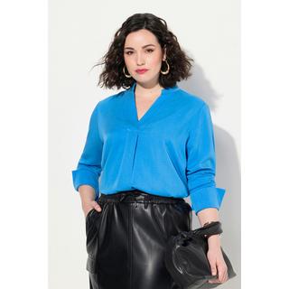 Ulla Popken Tunique A-Line Col Montant Décolleté en V Manches Longues  