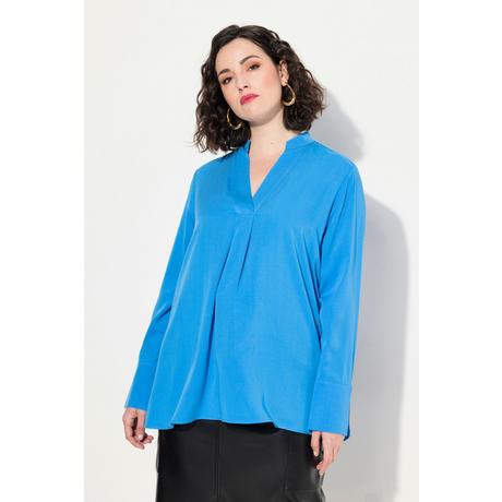 Ulla Popken Tunique A-Line Col Montant Décolleté en V Manches Longues  