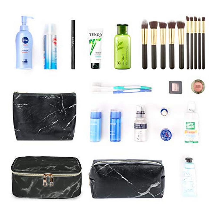 Only-bags.store Set de 3 trousses en cuir PU pour maquillage et toilette  