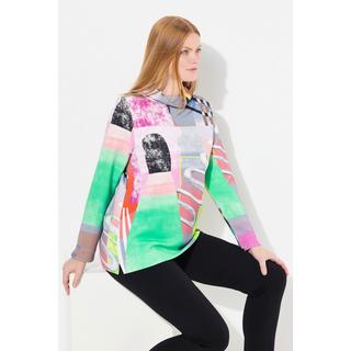 Ulla Popken  Sweat-shirt en modal mélangé à motif patch, col montant et manches longues 