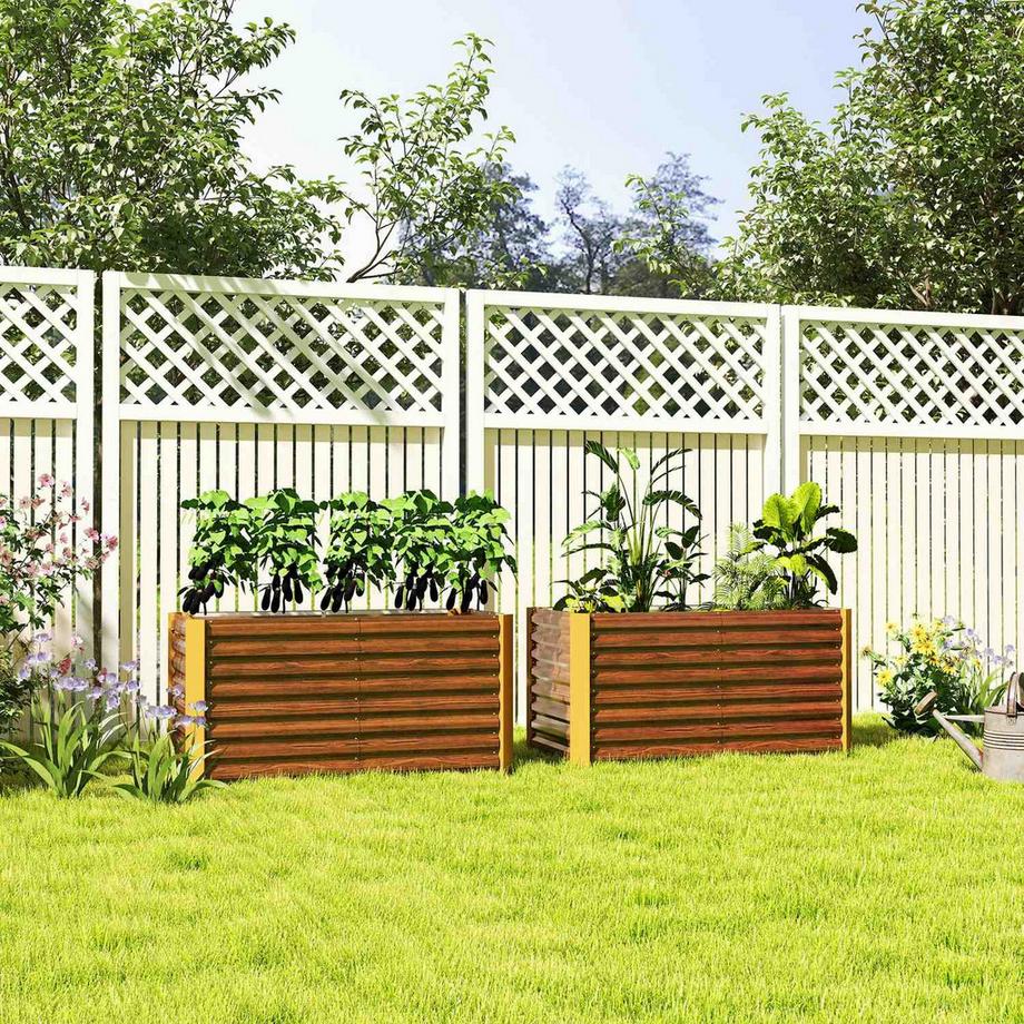 Northio 2er-Set Hochbeet Blumenhochbeet witterungsbeständig, Pflanzbeet Frühbeet Gartenbeet Pflanzkübel Pflanzkasten aus Verzinkter Stahl, Blumenkasten für Terrasse & Garten, 120 x 60 x 60 cm  