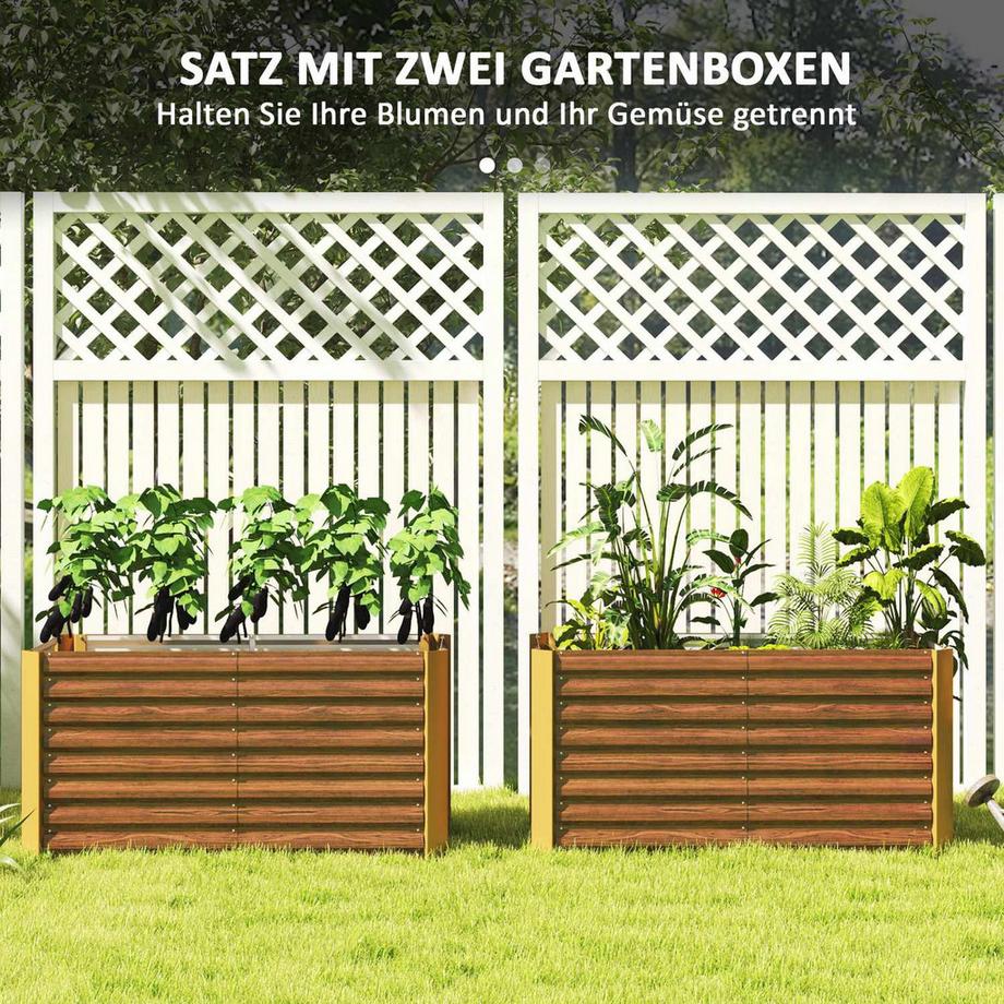 Northio 2er-Set Hochbeet Blumenhochbeet witterungsbeständig, Pflanzbeet Frühbeet Gartenbeet Pflanzkübel Pflanzkasten aus Verzinkter Stahl, Blumenkasten für Terrasse & Garten, 120 x 60 x 60 cm  