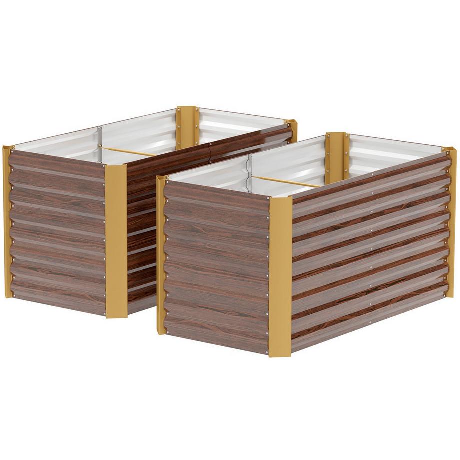 2er-Set Hochbeet Blumenhochbeet witterungsbeständig, Pflanzbeet Frühbeet Gartenbeet Pflanzkübel Pflanzkasten aus Verzinkter Stahl, Blumenkasten für Terrasse & Garten, 120 x 60 x 60 cm