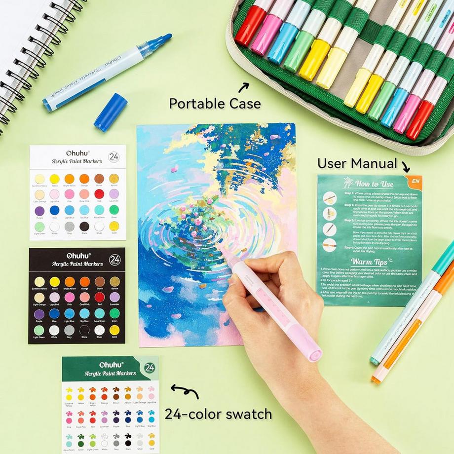 Ohuhu  Marqueurs acryliques (48 pcs) 