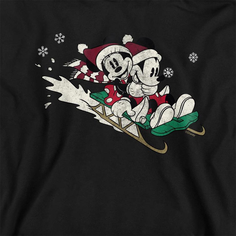 Disney  Sledding For Christmas Felpa Con Cappuccio Topolino E Minnie Mouse 