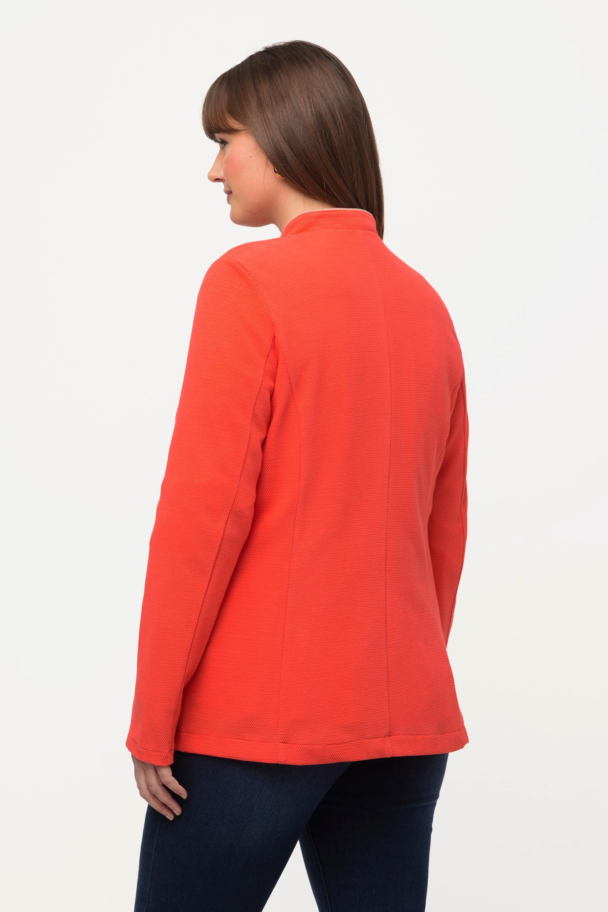 Ulla Popken Giacca Janker Felpa Operata Collo Alto Bottoni Decorativi  