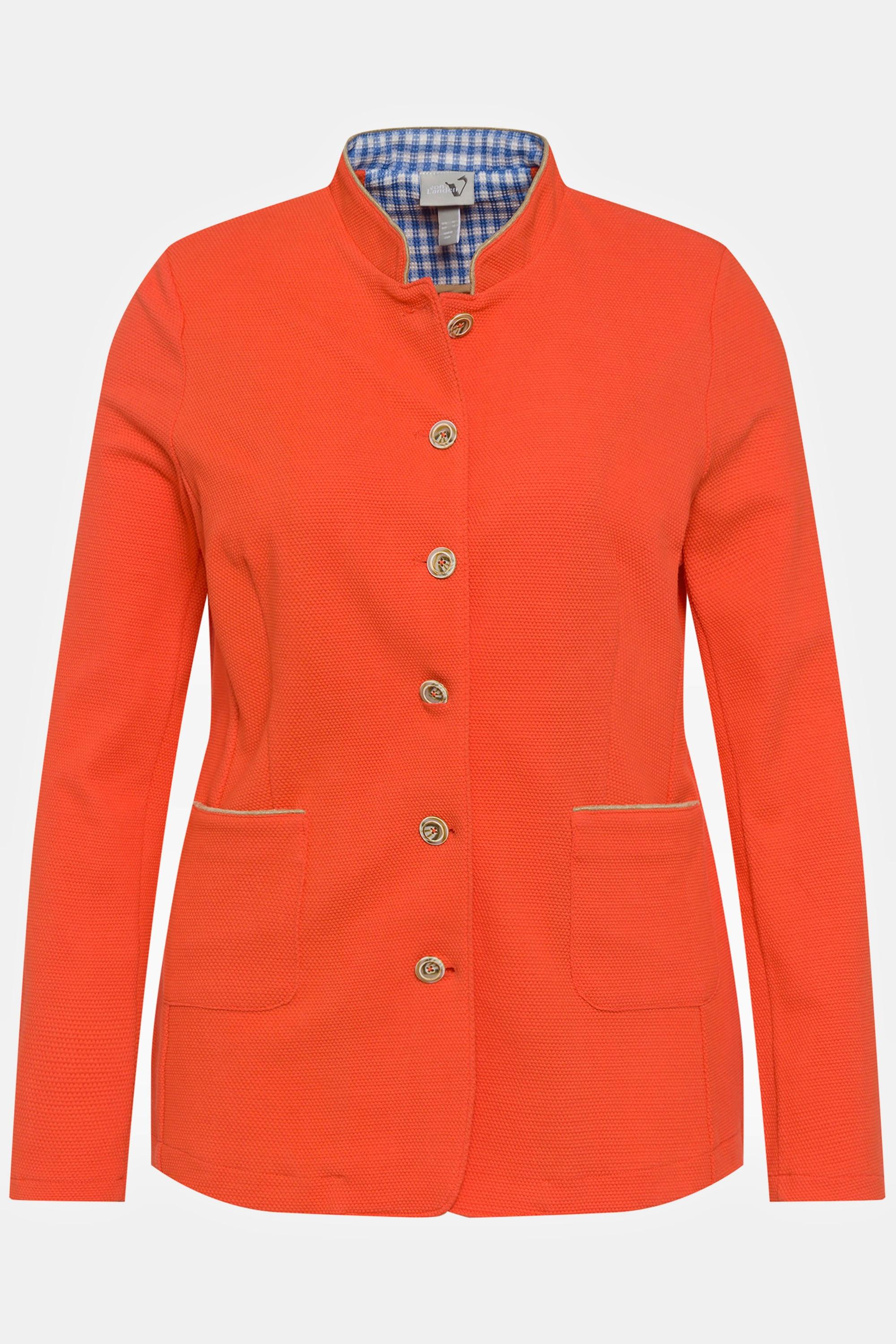 Ulla Popken Giacca Janker Felpa Operata Collo Alto Bottoni Decorativi  