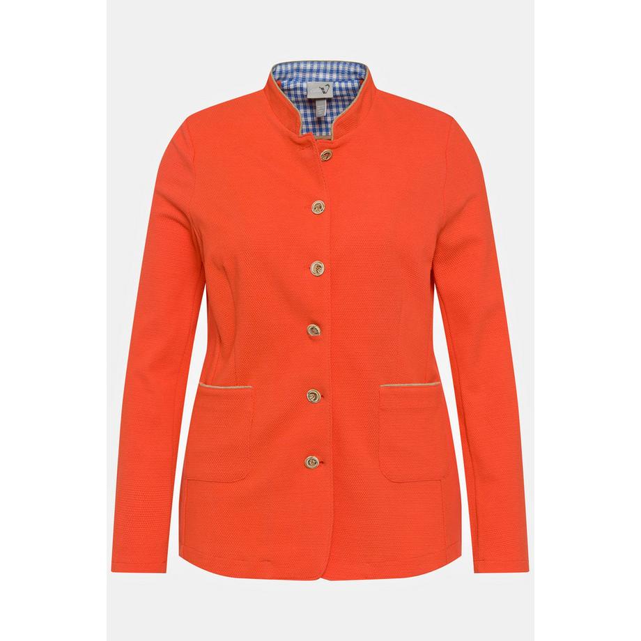 Ulla Popken Sweat Janker Struktur Stehkragen Schmuckknöpfe  