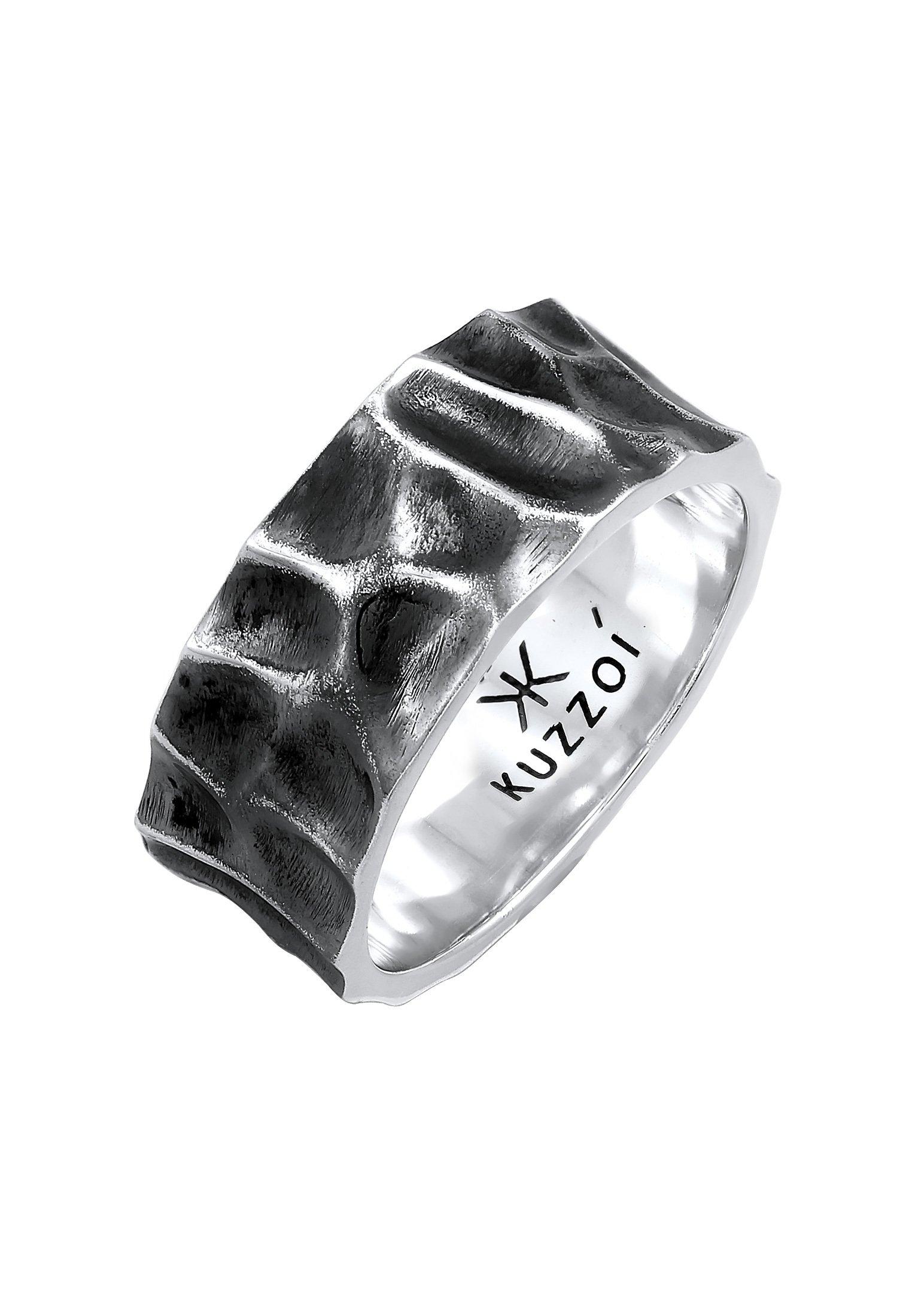 Kuzzoi  Bague Herren Bandring Geschmiedet Used Look 925 Silber 