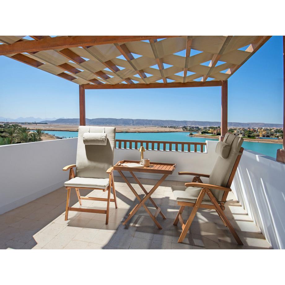 Beliani Bistro Set aus Akazienholz Mediterran JAVA PREMIUIM  