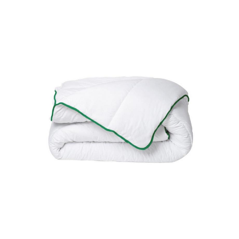 Couette tempérée traitement anti-acariens naturel de DREAMEA en microfibre - 240 x 260 cm - 300 gr/ m² - Biais vert - AZYLIA II