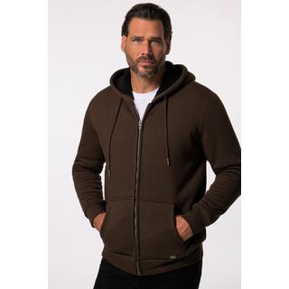 JP1880  Giacca per l'outdoor in felpa con cappuccio, fodera di teddy e zip, fino alla tg. 8XL 