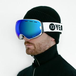 YEAZ  XTRM-SUMMIT Masque de ski / snowboard avec monture blanche/strap blanc/logo noir 
