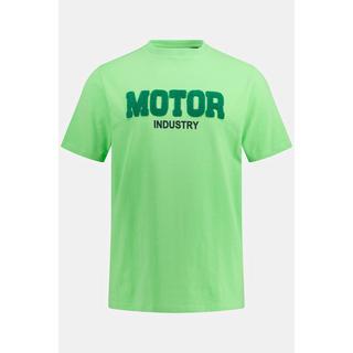 JP1880  T-shirt con ricamo "MOTOR", applicazioni, scollo a girocollo e mezze maniche 