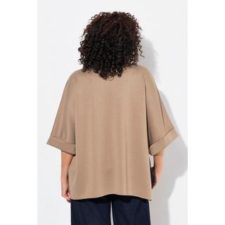 Ulla Popken  Poncho in felpa dal taglio oversize con collo alto, mezze maniche e modal 