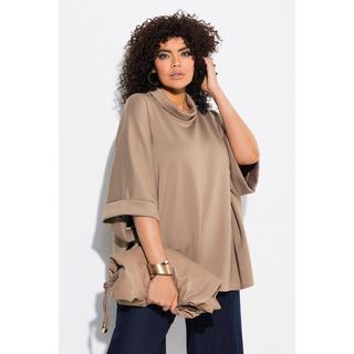 Ulla Popken  Poncho in felpa dal taglio oversize con collo alto, mezze maniche e modal 