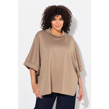 Poncho in felpa dal taglio oversize con collo alto, mezze maniche e modal