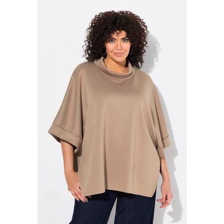 Ulla Popken  Poncho in felpa dal taglio oversize con collo alto, mezze maniche e modal 