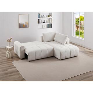 Vente-unique Ecksofa mit Schlaffunktion - Ecke rechts - Strukturstoff - Beige - RICIA  