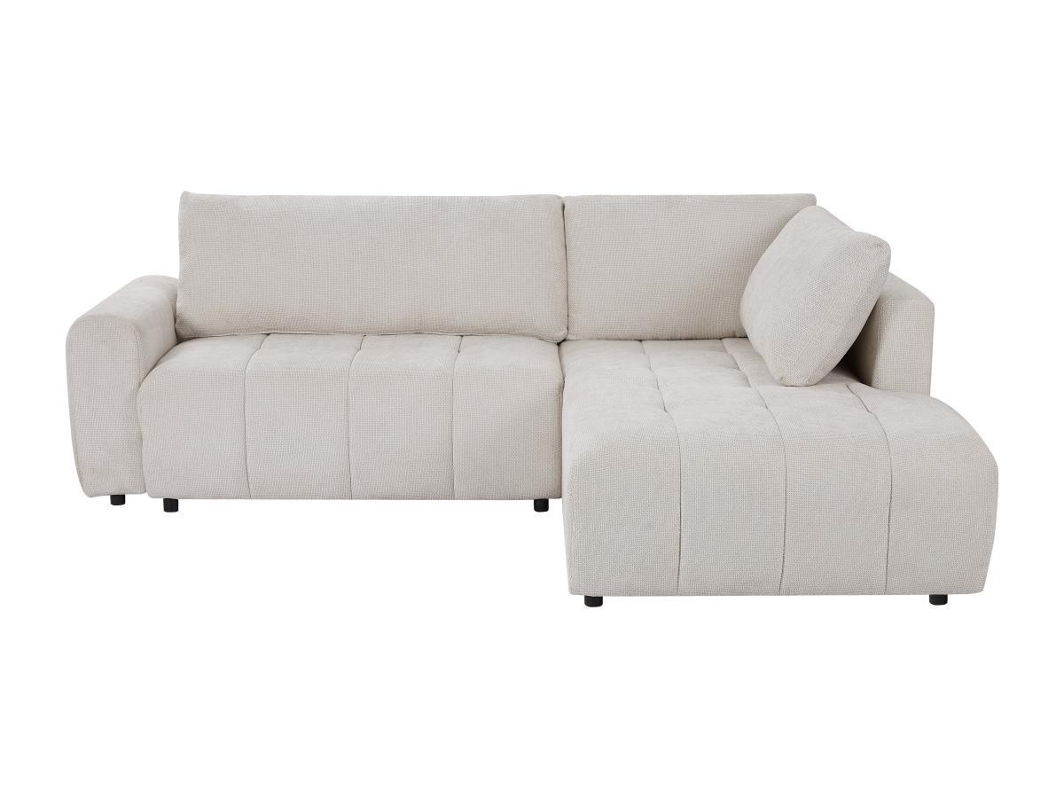 Vente-unique Ecksofa mit Schlaffunktion - Ecke rechts - Strukturstoff - Beige - RICIA  