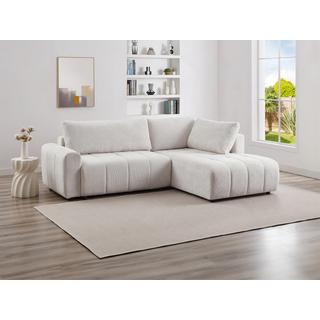 Vente-unique Ecksofa mit Schlaffunktion - Ecke rechts - Strukturstoff - Beige - RICIA  