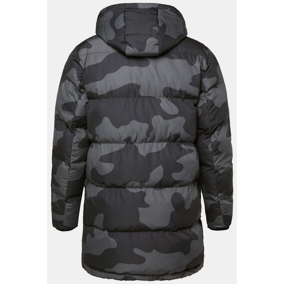 JP1880 Parka matelassée camouflage à capuche avec cordon de serrage à la taille  