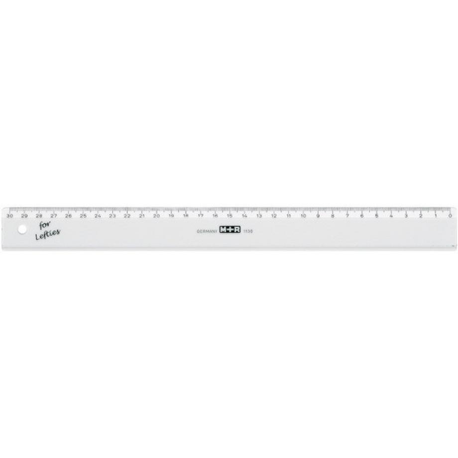 M+R  M+R Flachlineal 30cm 11300090 transparent, für Linkshänder 