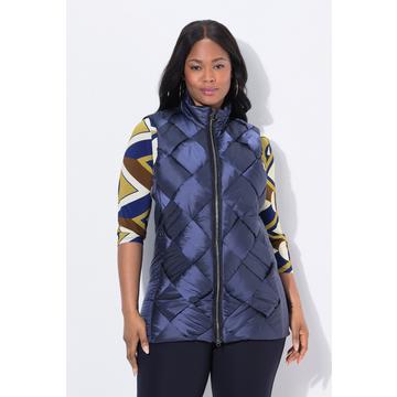 Long-Steppweste, Stehkragen, Two-Tone-Stepp, ärmellos