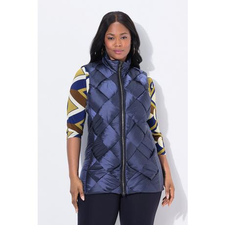 Ulla Popken Long Steppweste Stehkragen Two-Tone Stepp Ärmellos  