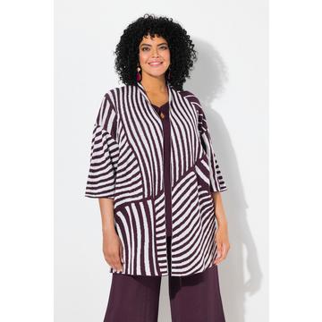 Cardigan en fine maille jacquard à col montant et manches courtes