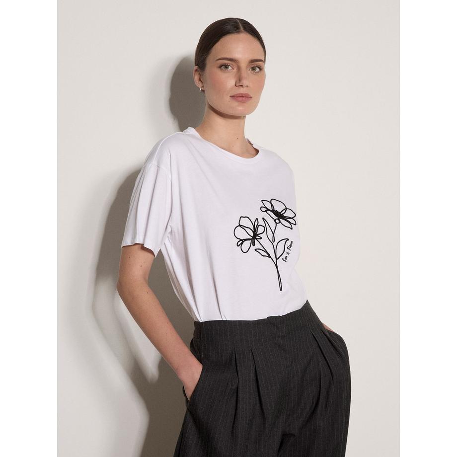 T-shirt en coton à motif floral « Born To Bloom »