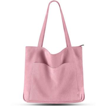 cord Tasche Umhängetasche mit Reißverschluss, Groß Shopper Tasche Tote Bag Handtasche