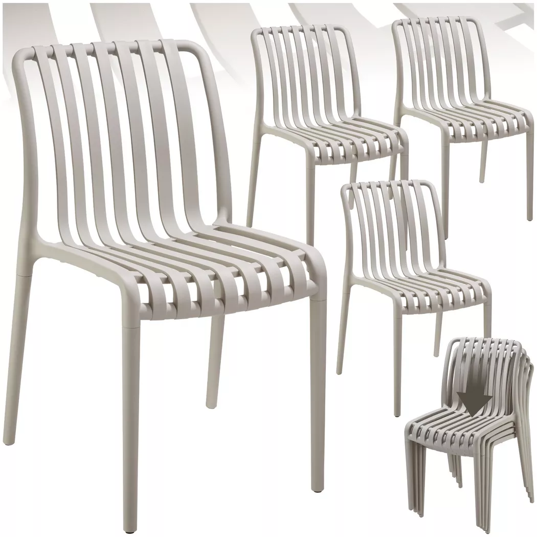 Tectake - Chaises de jardin ALCUDIA résistant aux intempéries et aux UV, 4 Stück, Taupe