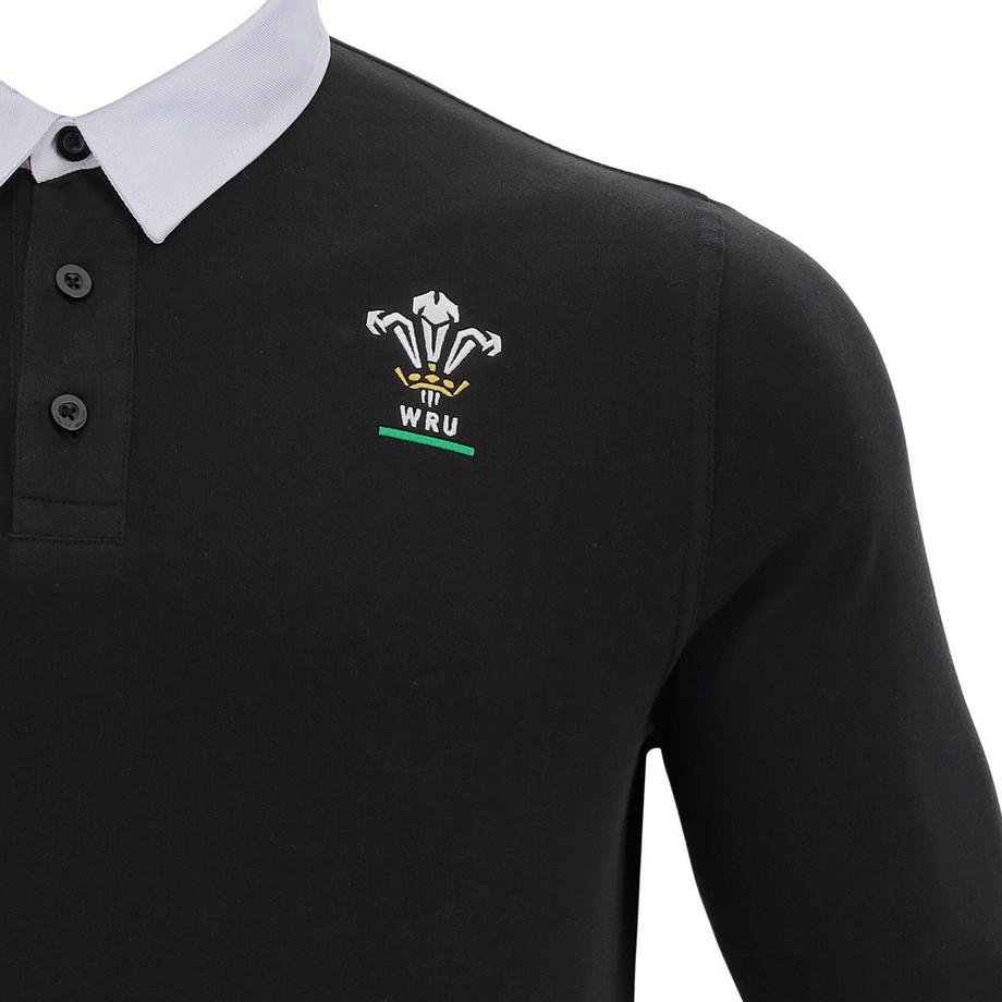 macron Wales Rugby 2020/21 Baumwoll Langarm Poloshirt  