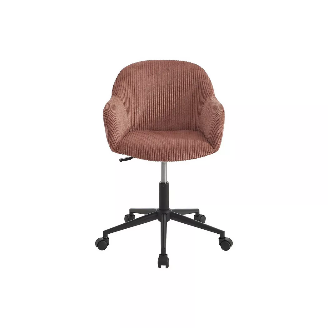 Chaise de bureau - Velours côtelé - Rose - MARENZIA