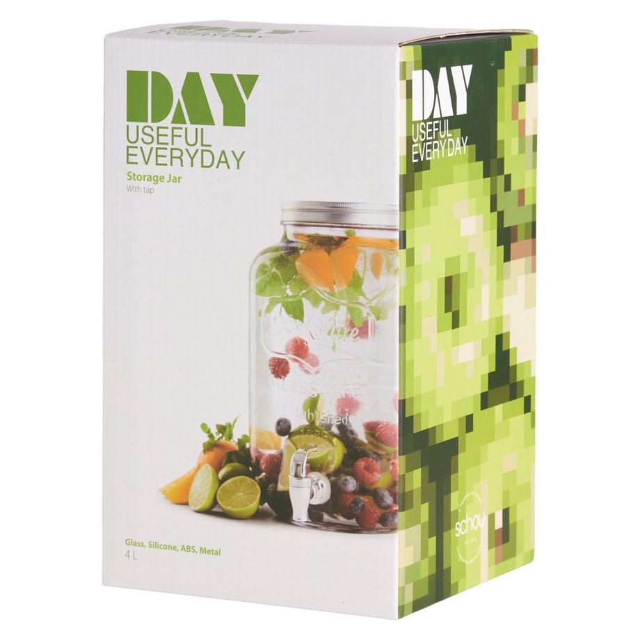 SCHOU  Getränkespender mit Hahn, 4 Liter Glas 