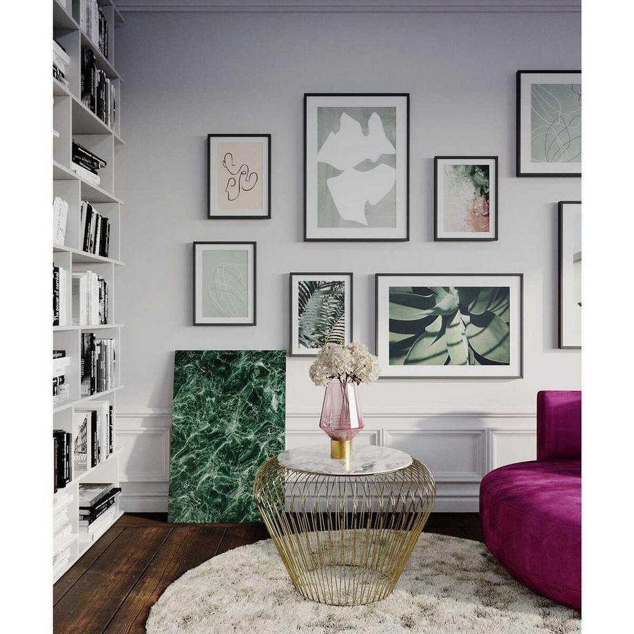 KARE Design Beistelltisch Beam Grau Marmor Messing Ø43cm  