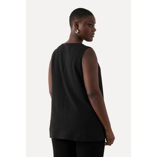 Ulla Popken Top in acetato taglio svasato scollo rotondo smanicato  