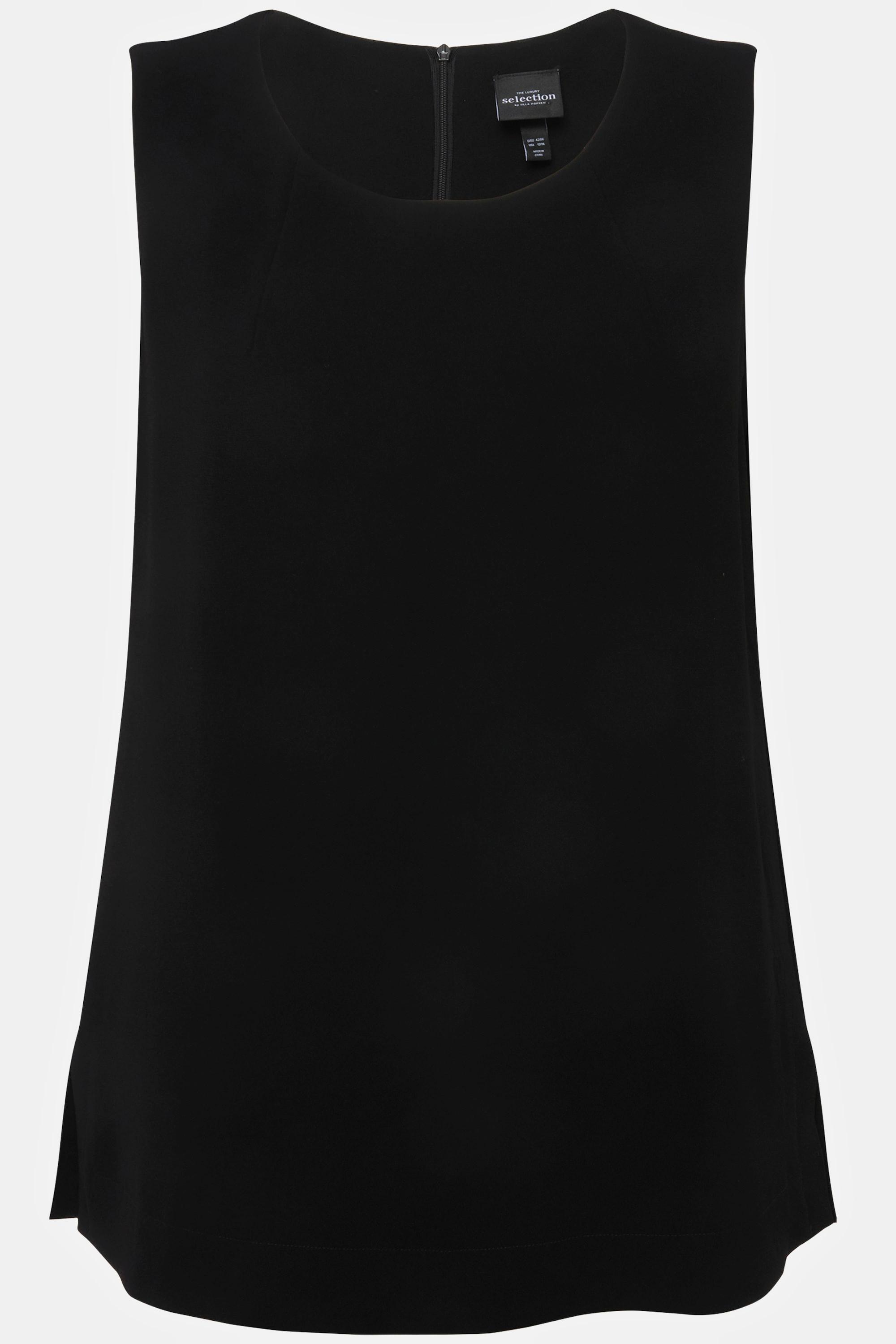 Ulla Popken Top in acetato taglio svasato scollo rotondo smanicato  