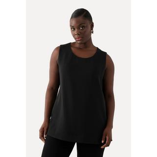 Ulla Popken Acetat Blusentop A-Linie Rundhals ärmellos  