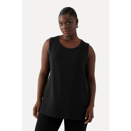 Ulla Popken Top in acetato taglio svasato scollo rotondo smanicato  