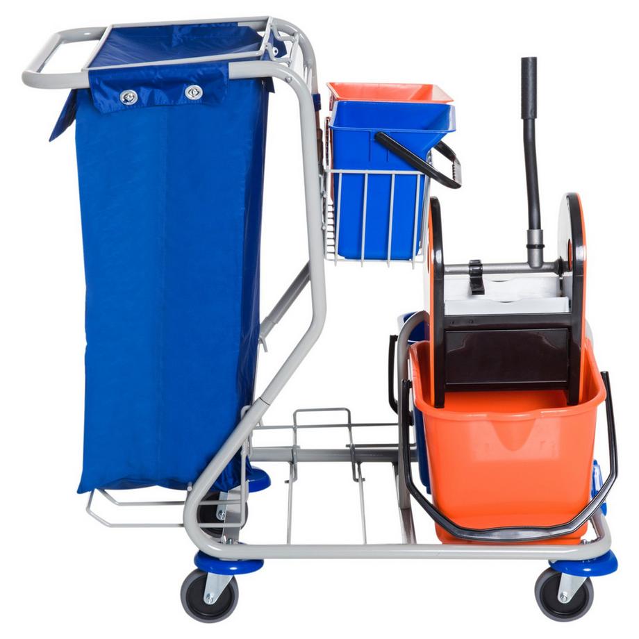 Northio  Putzwagen Reinigungswagen 4 Fahreimer Wischwagen Systemwagen Mit Rollen Blau Orange 100 X 70 X 103 Cm 