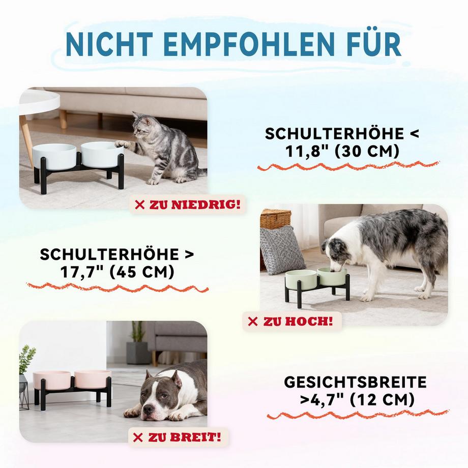 Alopini  Bol pour Chien en Céramique avec Support en Acier Inoxydable - Station d'alimentation Élégante à Double Bol pour Chiens de Petite et Moyenne taille 
